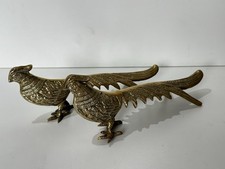 Pair vintage Brass Pheasant Bird Figurines - Home Décor Ornaments 
