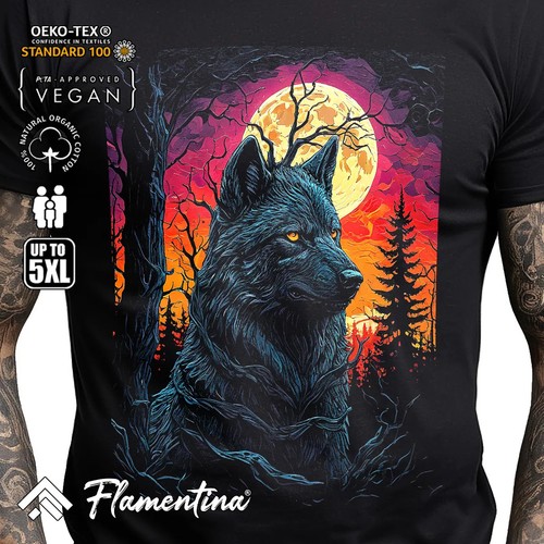 Night wolf mens - tshirt, full