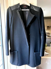 maje virgin wool and cachmere coat black w lamb leather details knee length 