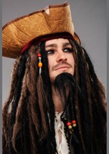 Mens Deluxe Jack Sparrow Wig and Hat