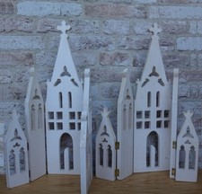 Wooden Christmas Screen Arched Gothic Window 5 part. x2