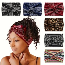 6 PCS Headbands for Women,Wide Soft Ladies Headband Boho, Print Leopard Bandanas