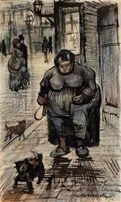 van gogh A3 photo woman walking her dog 1886