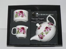 Pink rose 2 cup teapot,Milk &