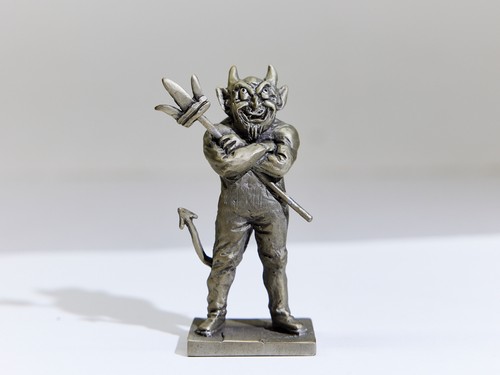 Pewter devil with pitchfork - devil,