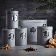 Kitchen Storage Canister 5pc Set Tea Coffee Sugar Bread Biscuit Bins 11 Colours