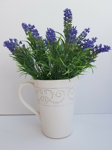 White ceramic shabby chic jug - white,