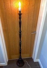 Antique Bronze Floor Standing Converted Electric Standard Oil Lamp Light Candle