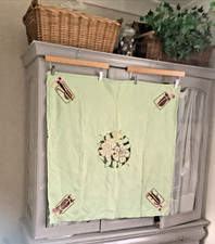 Art Deco Hand Embroidered Table Cloth Green, With Cut Work 80cms x 83 cms