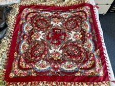 Maroon ladies russian slavic folk style square scarf