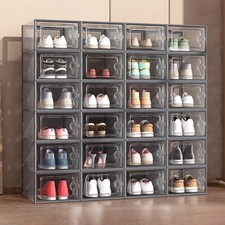 12x Grey Plastic Shoe Storage