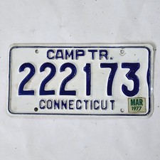1977 CONNECTICUT CAMPER TRAILER LICENSE PLATE 🔥FREE📬🔥 222173 VINTAGE TRIPLE 2
