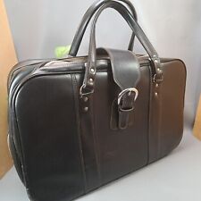 vintage black vinyl 3 compartment hand luggage travel case retro 70s vtg