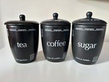 Rayware Expressions Tea Coffee Sugar Canisters  Storage Jars Black