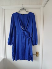 Asda Blue Wrap Around Dress Size 22 Good Condition