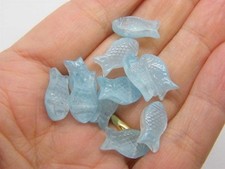 14 Fish beads light blue glass FF61