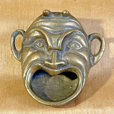 VINTAGE UNUSUAL SOLID BRASS DEVIL/DEMON HEAD ASHTRAY