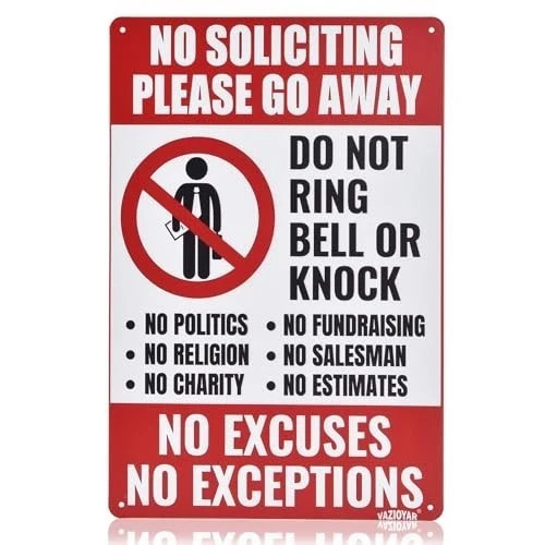 Soliciting sign for - sign,