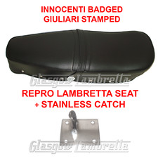 Lambretta GP 125 150 200 REPRO BLACK GIULIARI DUAL SEAT + STAINLESS CATCH