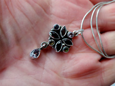 NICE 925 SILVER NECKLACE WITH MULTI GEMSTONE + 19" INCH. LONG 925 CHAIN