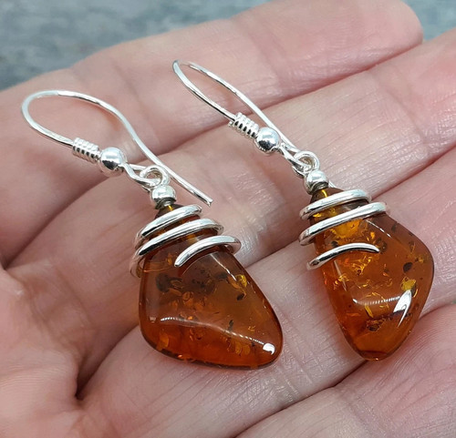 925 silver cognac baltic amber - cognac,