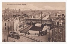 CARDIFF c.1910: GLAMORGANSHIRE CANAL WHARF, Custom House, Railway Bridge, Tram