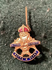 NOTTS AND derby SHERWOOD  foresters  gilded and enamel  pin BADGE ab66