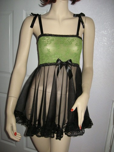 Black nylon baby doll dress - nylon,
