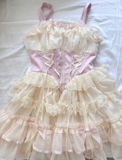 very new pink lolita dress with ribbons size s