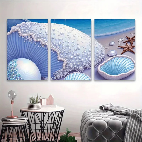 3pcs seashell coastal - 3pcs, scene