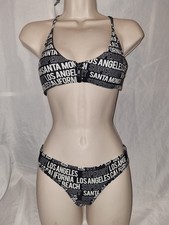 Gorgeous black SUPERDRY bikini top bottom set size 6 8