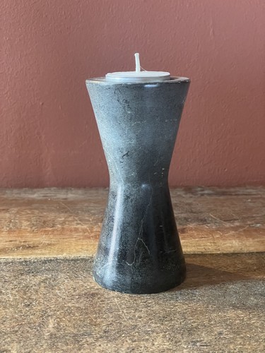 Black stone hourglass tealight - stone,