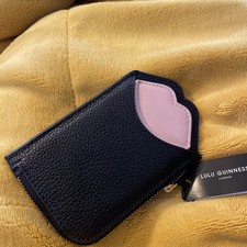 LULU GUINNESS LILIANA LEATHER WALLET in Black/Pink Brand New with Tags