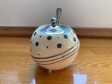 Vintage Art Deco Ceramic Sugar Preserve Jam Pot with Lid and Spoon