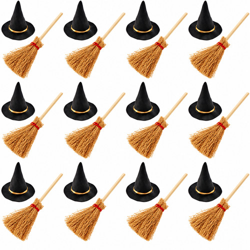 Mini witch hats brooms 10 - mini,