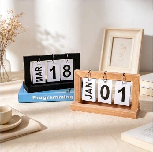 Flip block calendar - flip, wooden