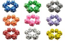 Poly Dice D20's. Various Colours packs of 6. TWENTY sided dice. Straight sided, 