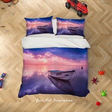 3D River Boat Sunset Landscape