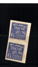 GB NATIONAL SAVINGS STAMPS  6D UNION JACK PAIR AFFIXED TO  CARD