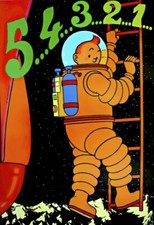 54321 Adventures Of Tintin Moon step  Poster Print Retro Tin Tin Wall Art