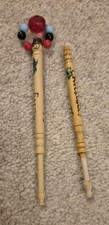 Pair Wooden Lace Making Bobbin