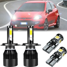 For Fiat Punto Evo 2008-2012 4x H4 Pure White LED Headlight + 501 Sidelight Bulb