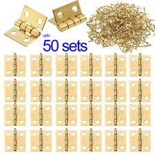 50x mini brass plated - brass, hinges