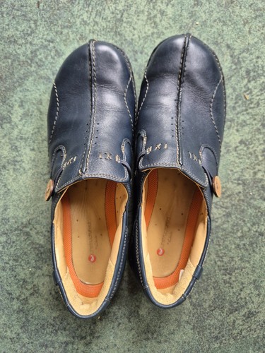 Ladies clarks navy leather - ladies,