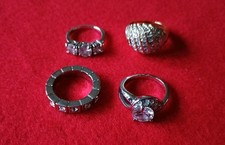 Four Dress Rings with Diamante Detail Three Silver Tone One Gold Tone New gifts 