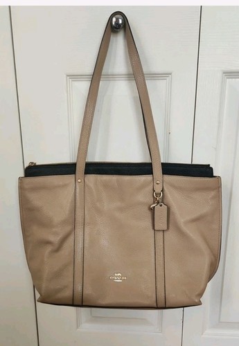 Coach beige black pebbled - coach, zip