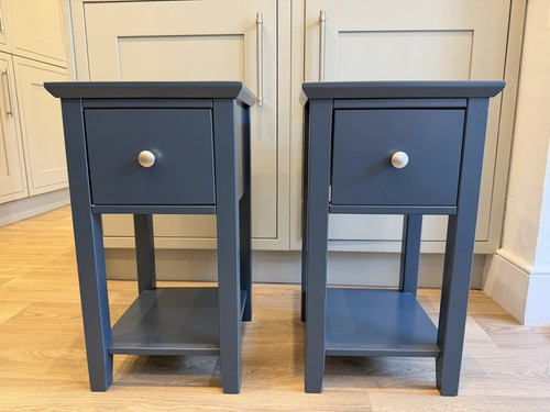Blue painted bedside table - painted,