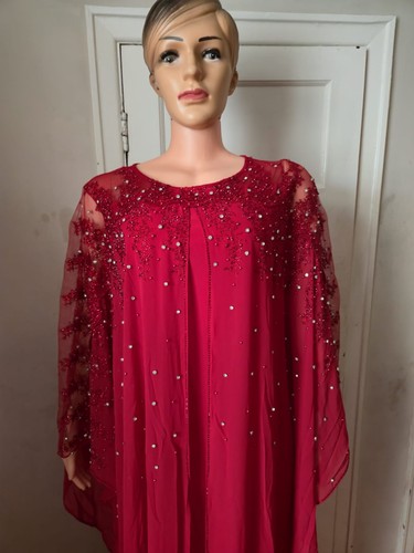 Womens red long kaftan - red, dress