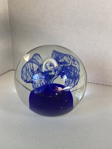 Art glass paperweight cobalt - paperweight,