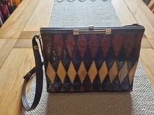 Vintage 1970's Mod JANE SHILTON Genuine Brown Handbag Adjustable Strap